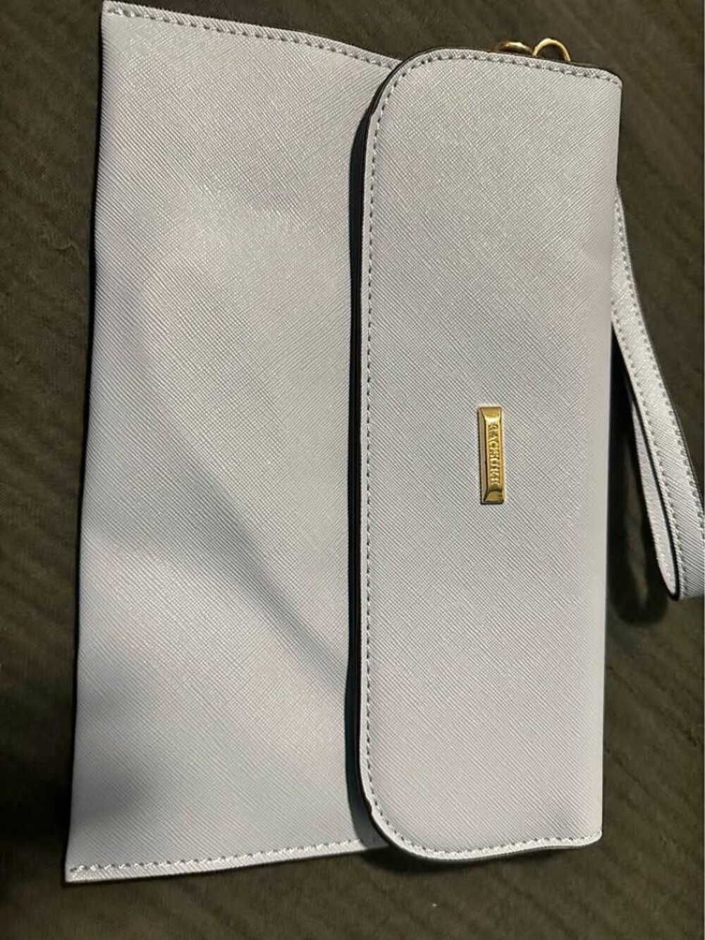 NEW-Light Gray Wristlet Wallet / Clutch with Gold-Tone Hardware